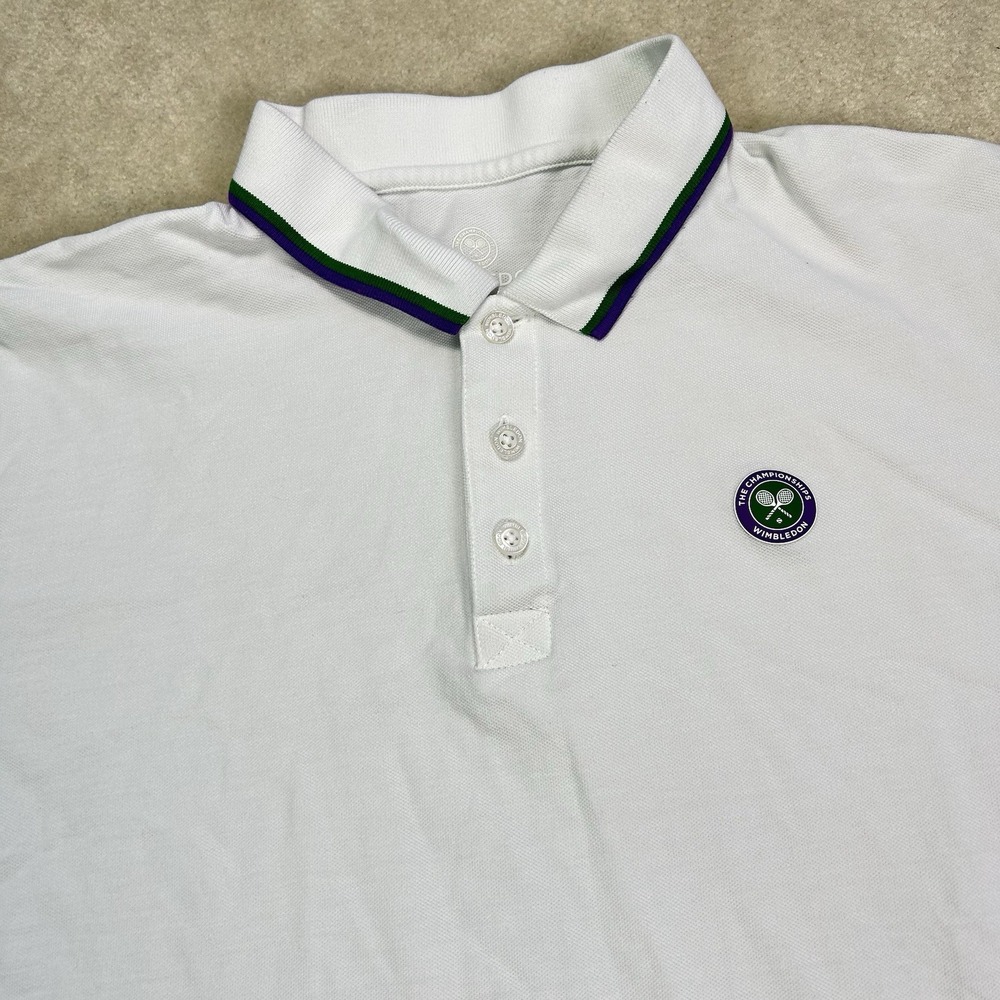 Official Wimbledon White Pique Polo The Championships Men's Medium Tennis
